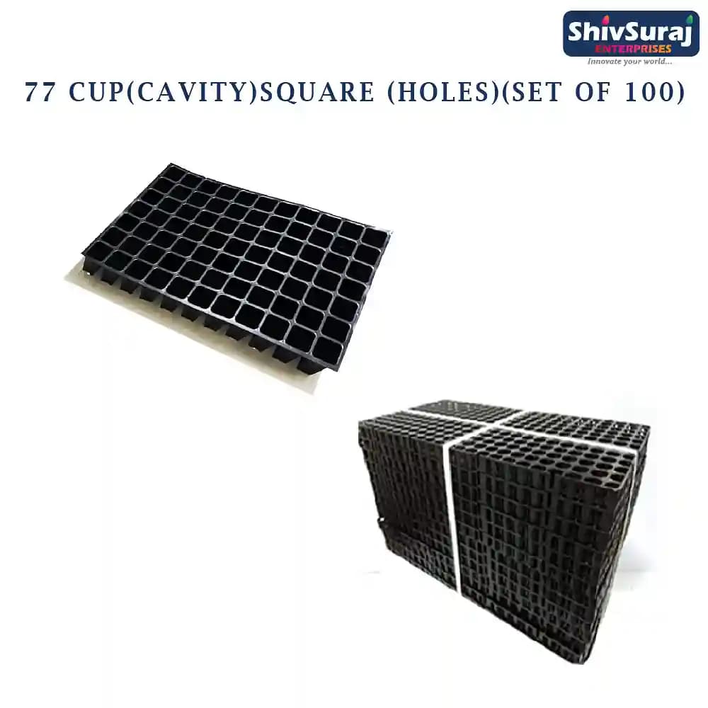 Shivsuraj 77 Cavity Seedling Tray, Square Shape Hole Germination Tray, Nursery Tray For Sowing Seeds