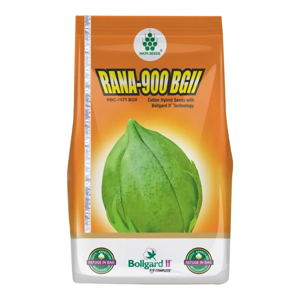 Nath Seeds Rana-900 NBC-1821 BG II Hybrid Cotton Seeds, Early Maturity, Easy Picking, High Yield (475 Gm)