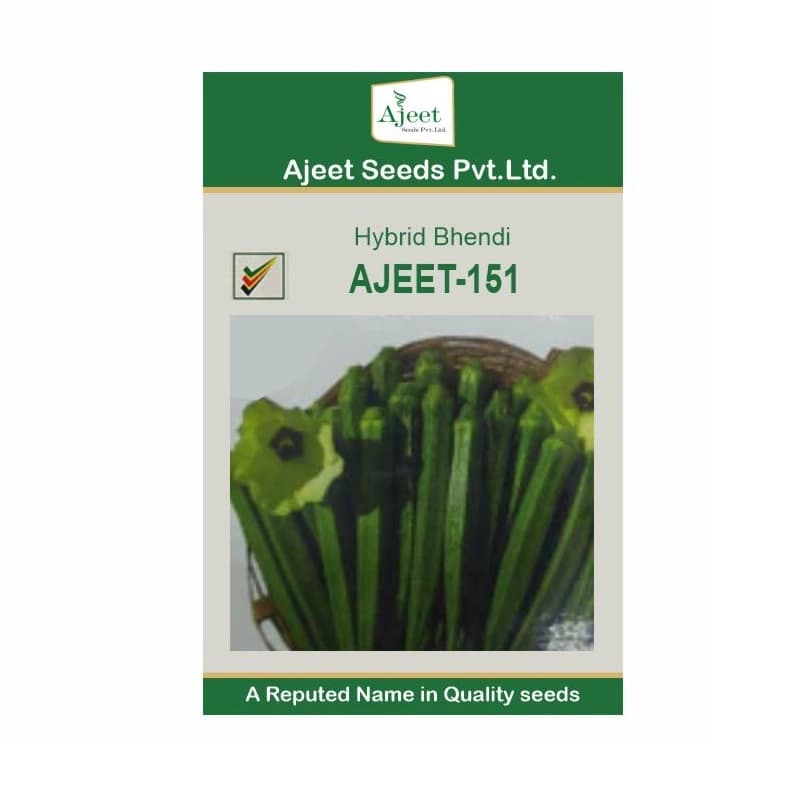 Ajeet F1 Hybrid Bhendi-151 Okra Seeds, Dark Green Fruits, YVMV Tolerant, High Yield Potential