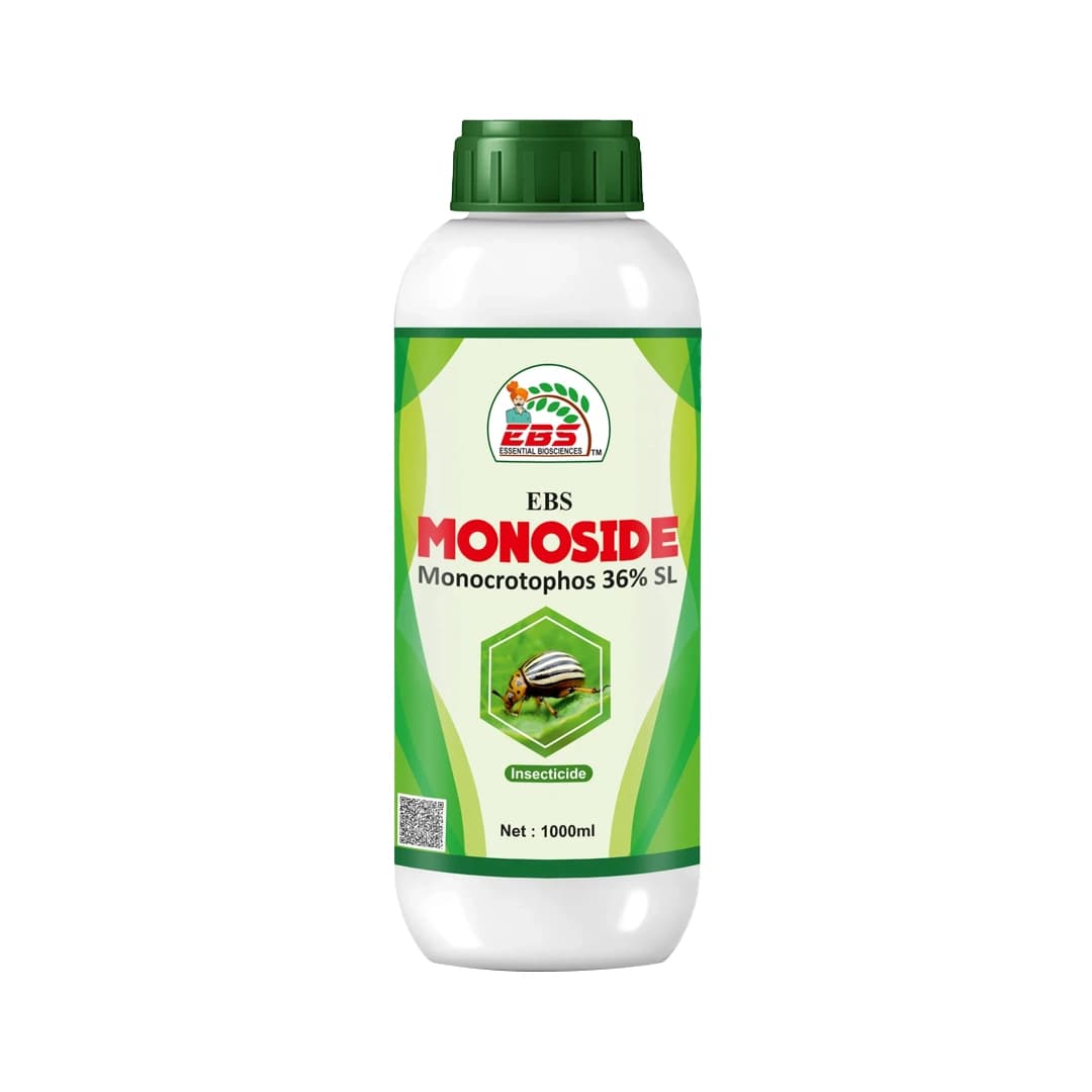 EBS Monoside Monocrotophos 36% SL Insecticide, Controls for Brown Plant Hopper, Green Leaf Hopper, Bollworms, Aphid, Jassid, Thrips, Whitefly. - Image 1