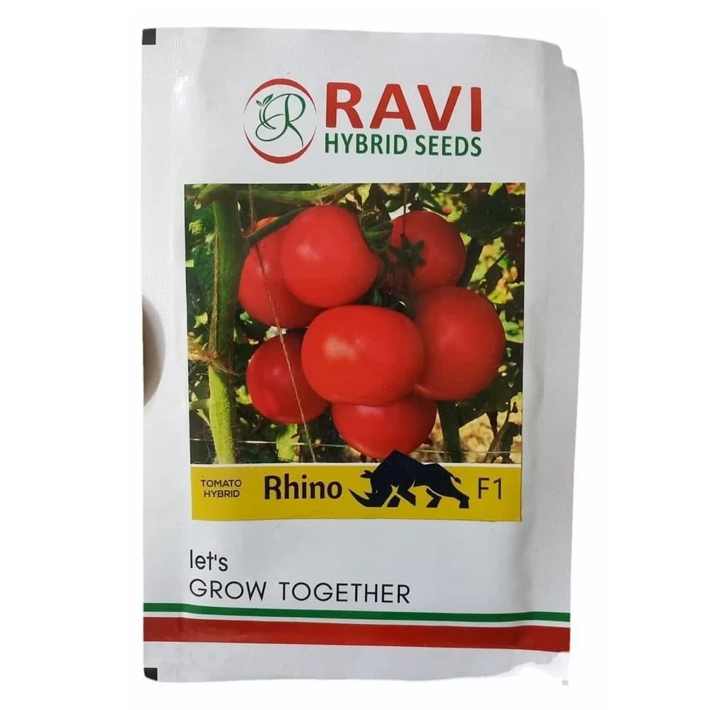 Ravi Rhino F1 Hybrid Tomato Seeds, Semi Determinate Flat Round, Deep Red, High Yield - Image 1