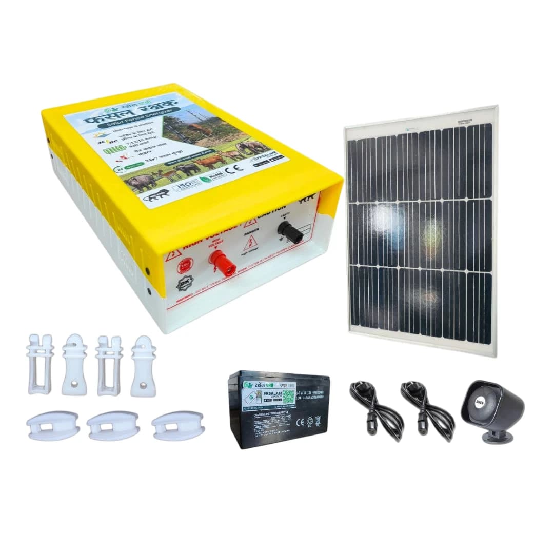 Rashail Solar Zatka Machine Combo Kit 10KV, Farm Fence Solution For Up To 25 Acres (Zatka Machine + Solar Panel + Battery + Insulators Included) - Image 1