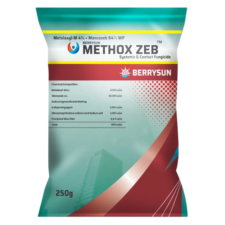 Berrysun METHOX ZEB Metalaxyl-M 4% + Mancozeb 64% WP Systemic And Contact Fungicide - Image 1