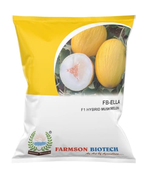 Farmson FB Ella F1 Hybrid Muskmelon Seeds, Brilliant Canary Yellow and High Yield, Early Maturity