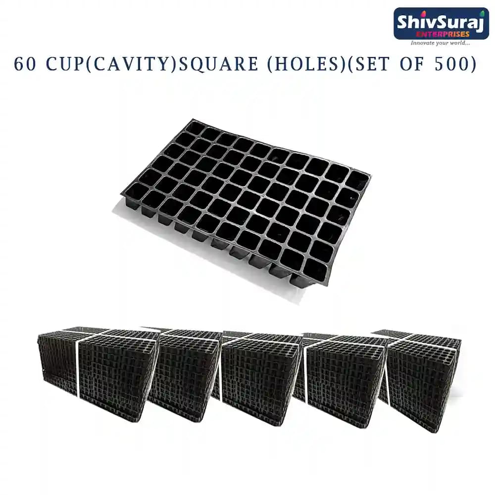 Shivsuraj 60 Cavity Seedling Tray Square Shape Hole Germination Tray, Nursery Tray For Sowing Seeds - Image 1