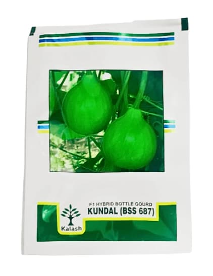 Kalash F1 Hybrid Kundal (BSS 687) Bottle Gourd Seeds, Lauki ke Beej, Green Color and Pear Shape - Image 1