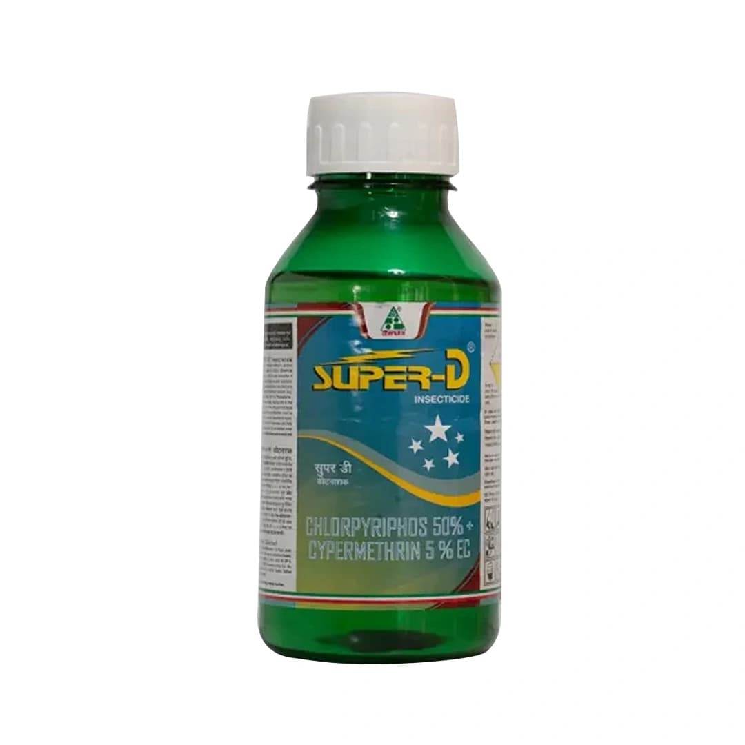Dhanuka Super D Chlorpyriphos 50% + Cypermethrin 5% EC Insecticide, Systemic And Contact, Effective For Sucking And Chewing Pests In Cotton