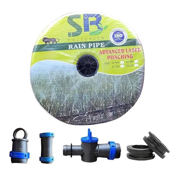 Kamal Agrotech SB Rain Pipe 40 MM, 100 MTR Length With Accessories (Cock, Joiner, Grommet & End Cap) - Image 1