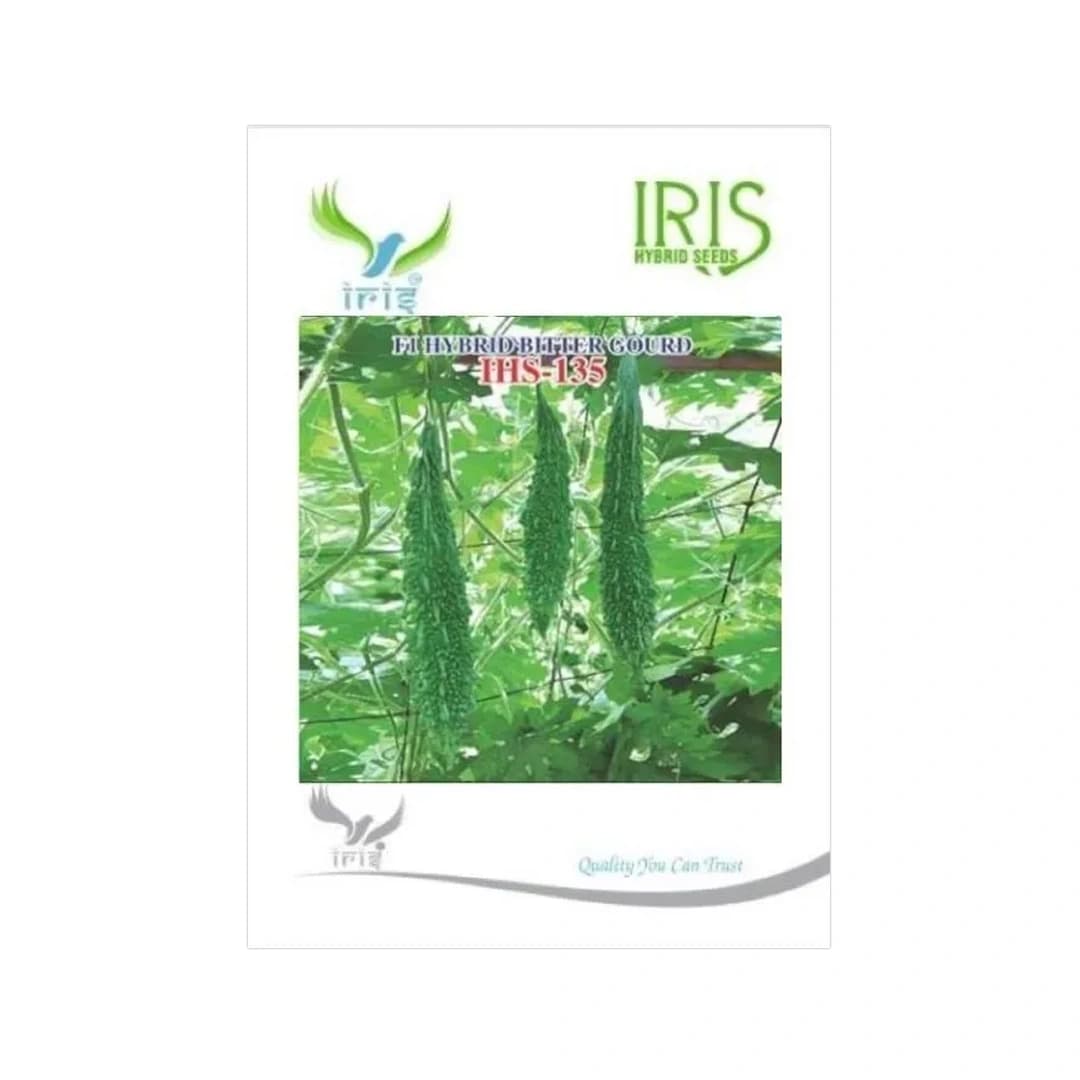 Iris IHS-135 F1 Hybrid Bitter Gourd Seeds, Vegetable Seeds, Dark Green Color - Image 1