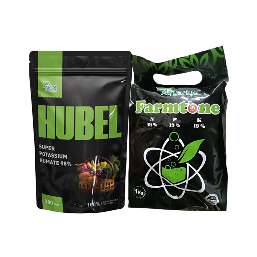 Growth and Development Combo (Farmtone NPK 19:19:19 3 Kg + HUBEL Humic Acid 98% 1.2 Kg) - Image 1