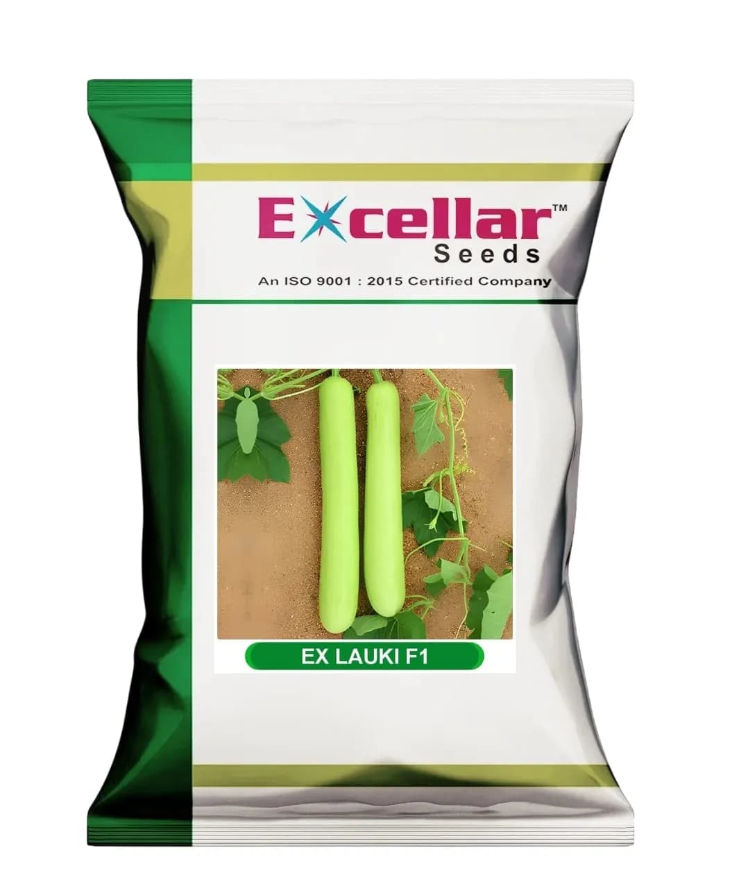 Excellar EX LAUKI F1 Bottle Gourd Seeds, Long, Smooth, Cylindrical Fruits With A Parrot Green Color - Image 1