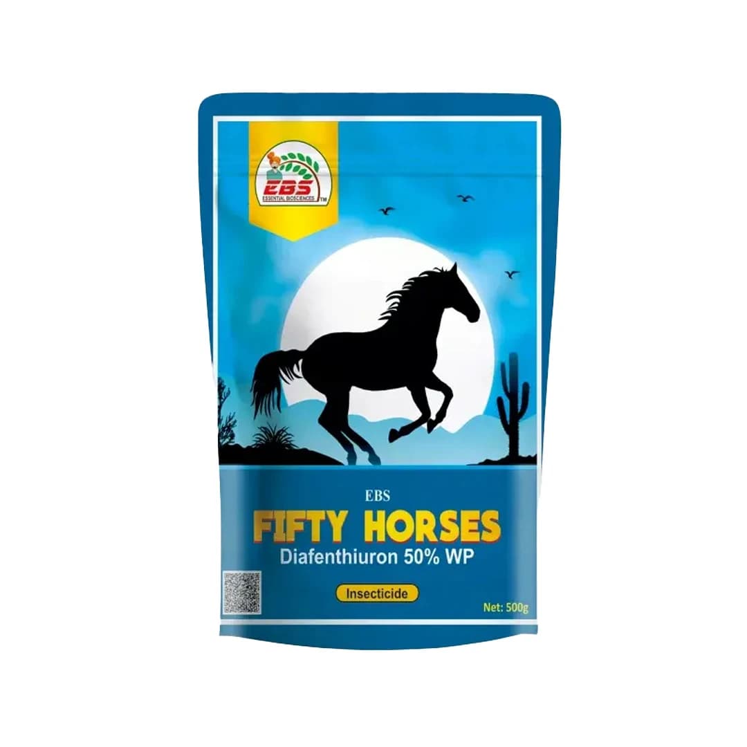 EBS Fifty Horeses Diafenthiuron 50% WP Board Spectrum Insecticide, Control Various Insect Pests and Mites - Image 1