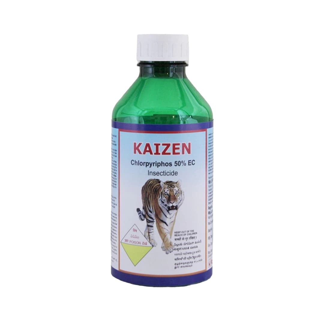 Shree Industries Kaizen Chlorpyriphos 50% EC Insecticide, Contact, Stomach and Fumigation Against Broad Spectrum of Pests and Beetles
