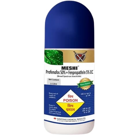 Sumitomo MESHI Profenofos 50% + Fenpropathrin 5% EC Insecticide, Used For Management Of Caterpillars, Aphids And Mites In Crops - Image 1