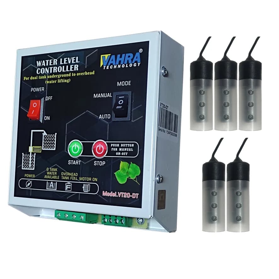 Vahra Fully Automatic Water Level Controller For Single or Dual Tank With Carbon & Magnetic Sensors - Image 1