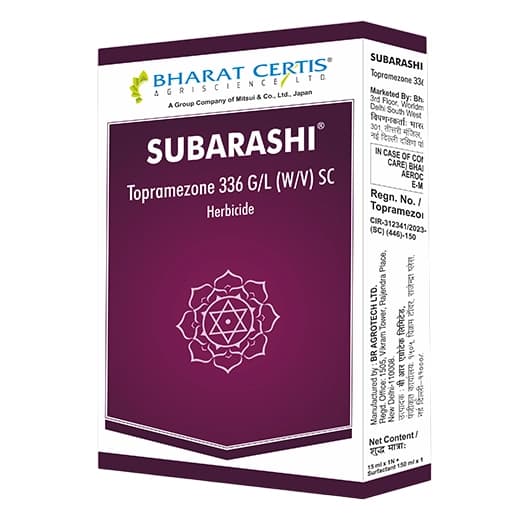 Bharat Certis SUBARASHI Topramezone 336 GL SC Herbicide, Designed For Broad And Narrow Leaf Weed Control In Maize