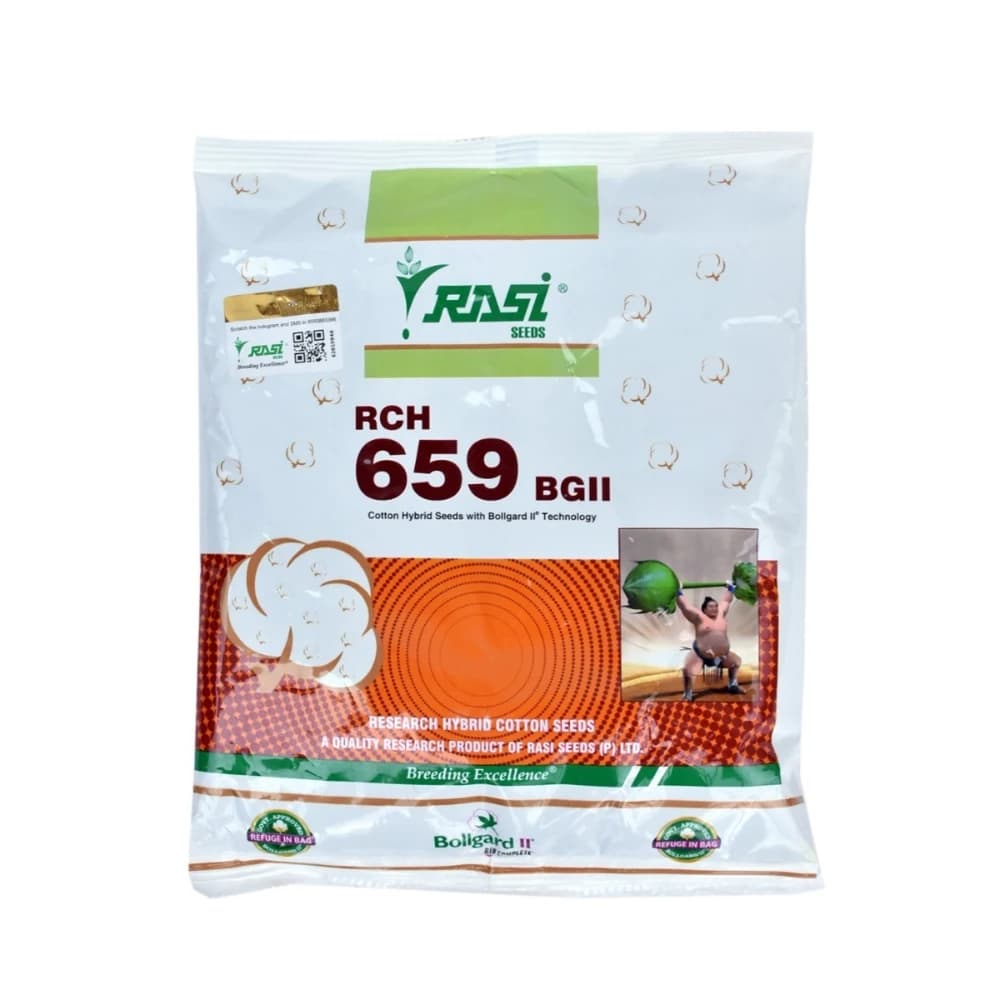 Rasi RCH 659 Hybrid BG II Cotton Seeds, High Yield, Big Bolls And Easy Picking (475 Gm) - Image 1