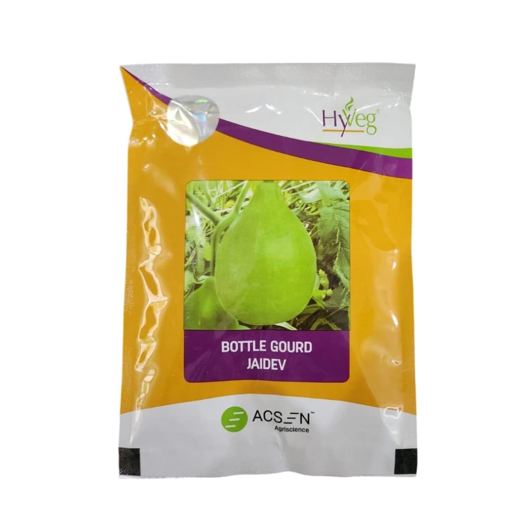 Acsen Jaidev F1 Hybrid Bottle Gourd Seeds, Parrot Green, Round Shape with Conical Neck - Image 1