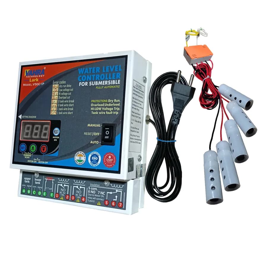 Vahra Fully Automatic Water Level Controller With 5 Carbon Sensor Kit, For All Types Of Single Phase Submersible Pumps Starters (V50C1P) - Image 1