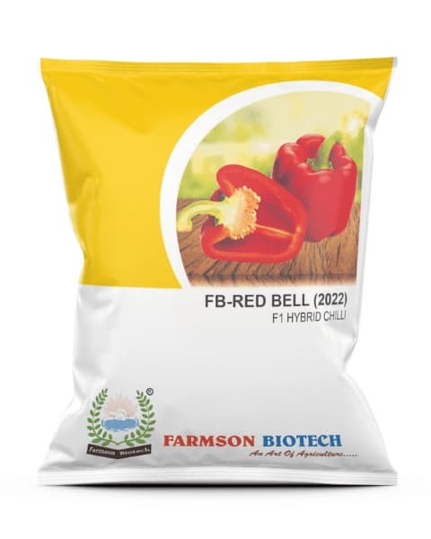 Farmson FB 2022 Red Bell Capsicum F1 Hybrid Sweet Pepper Seeds, Medium Tall with Semi Spreading Plant