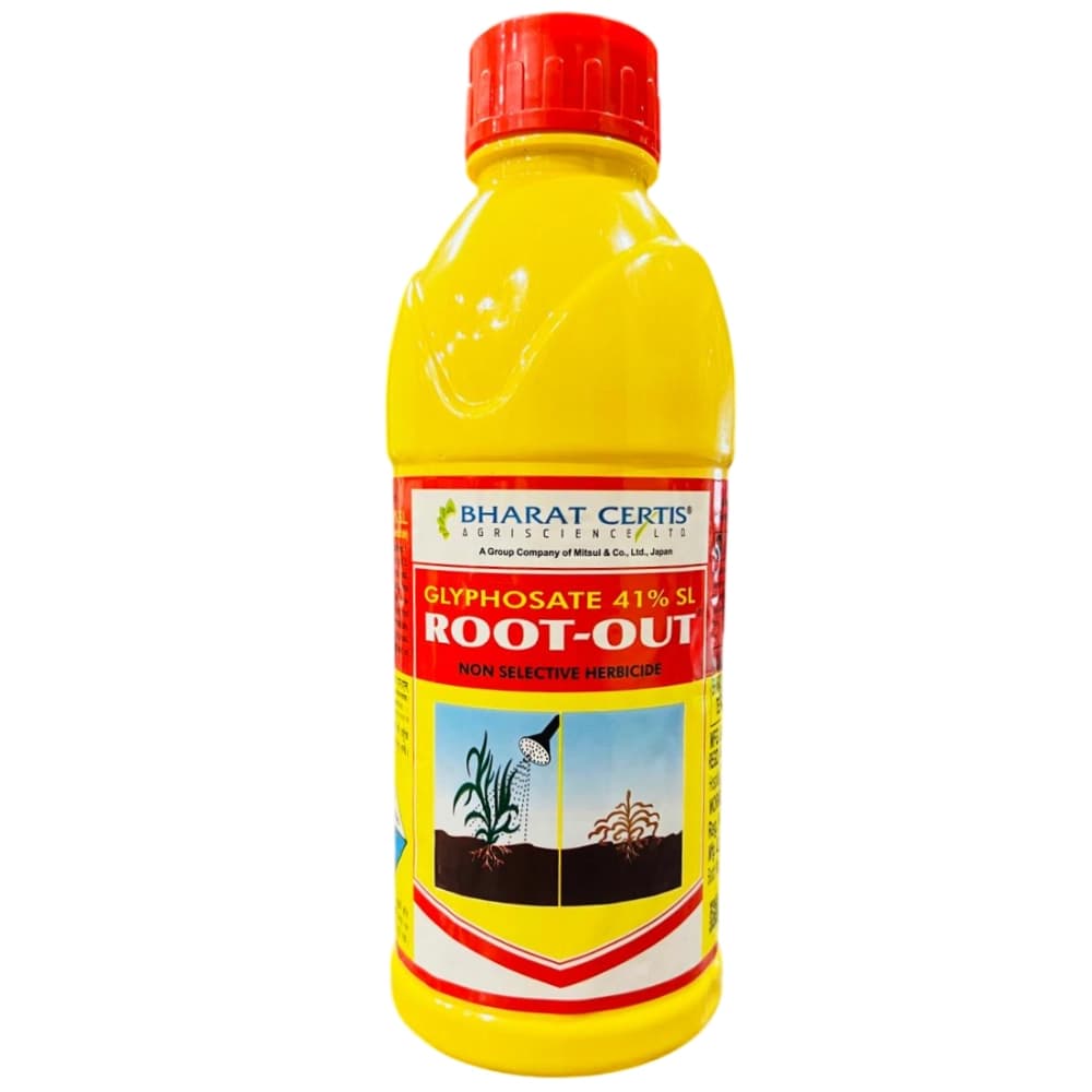 Bharat Certis Root Out Glyphosate 41% SL Herbicide, Effective Control Weed, Non Selective, Systemic and Post Emergence - Image 1