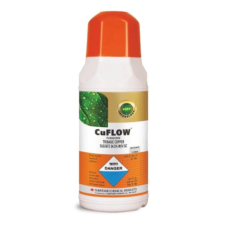 Sumitomo CuFlow Tribasic Copper Sulfate 34.5% SC Fungicide, Superior Fungal Protection For Chilli And Cucumber