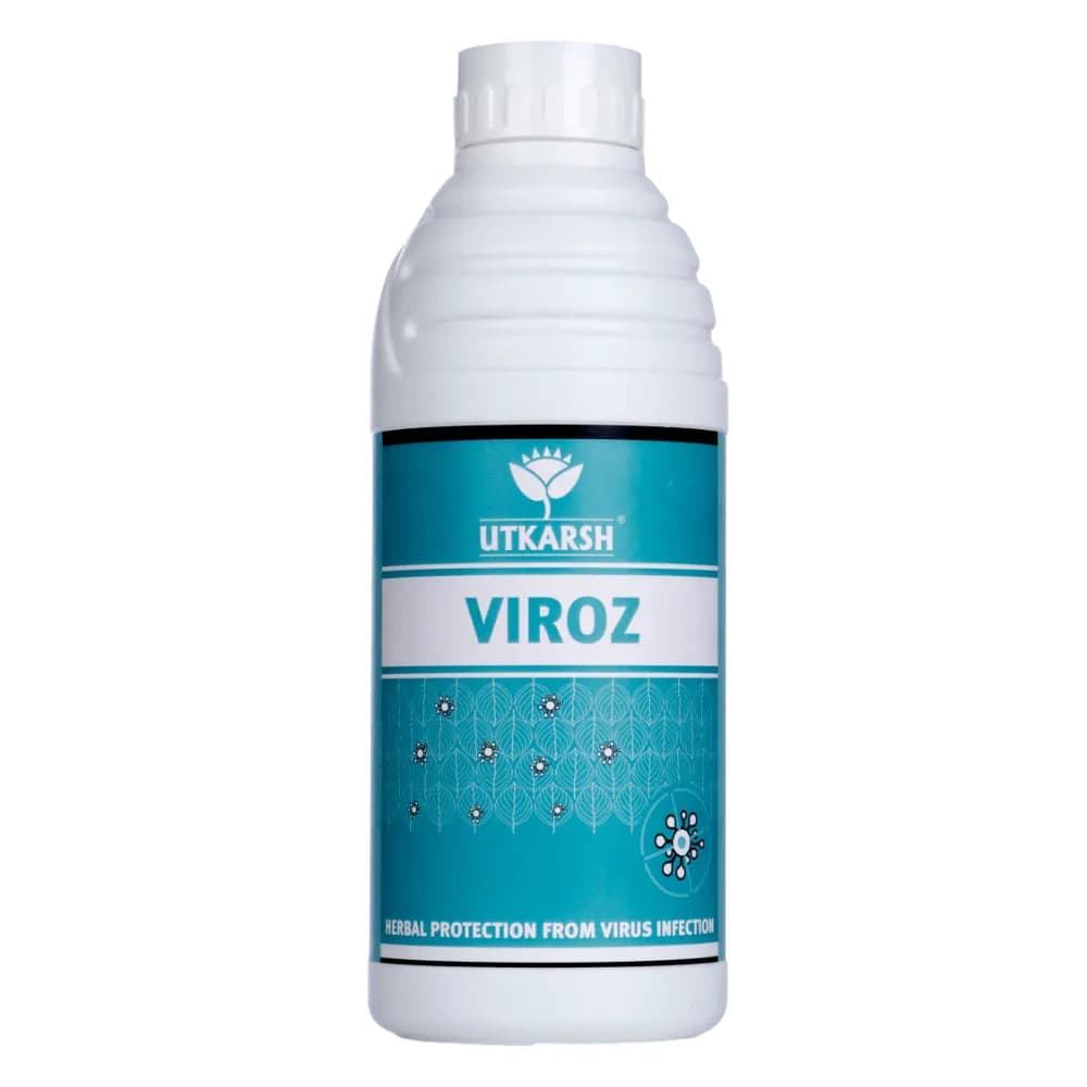 Utkarsh VIROZ Viricide, Natural Plants Extract, Controls Yellow Mosaic & Leaf Curl Virus Sucking Pests- Aphids and White Fly - Image 1