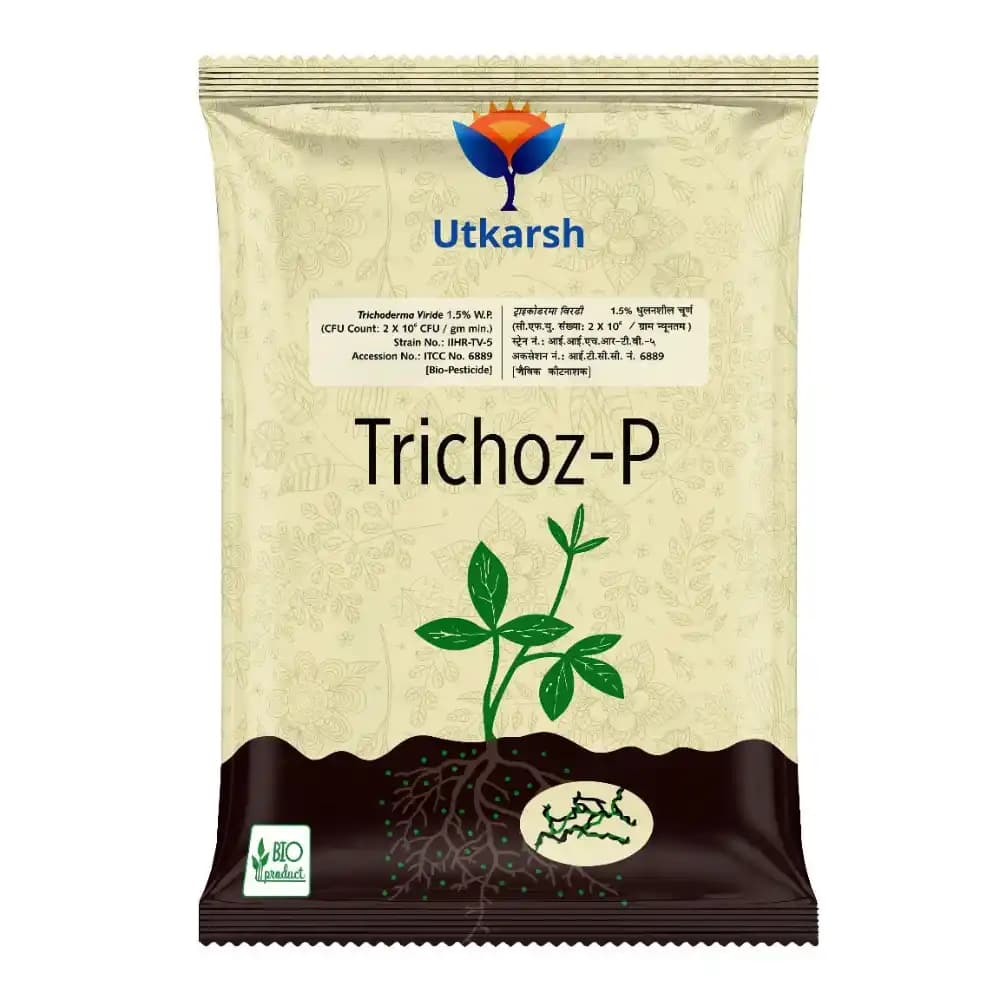 Utkarsh Trichoz-P (Trichoderma Viride 1.5% W.P.) Bio Pesticides, Protects Crop & Plants Against Soil-Borne Pathogens