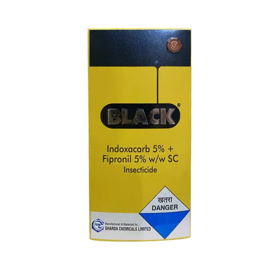 Gharda Black Indoxacarb 5% + Fipronil 5% SC Insecticide, Control Of Thrips In Chilli And Diamond Back Moth In Cabbage - Image 1