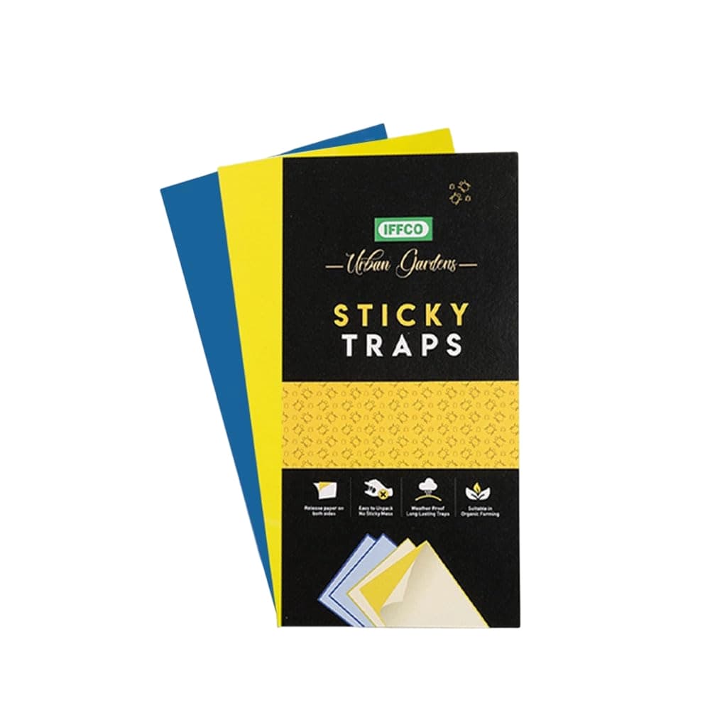 IFFCO Urban Garden Sticky Traps Pest Control, High-Quality Durable Waterproof & UV-Resistant (Yellow & Blue) - Image 1