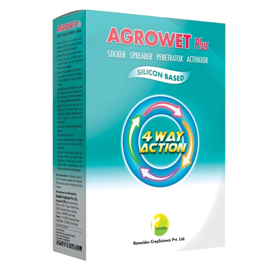 Ramcides AGROWET PLUS Sticker, Spreader, Penetrator, Activator, 4 Way Action Non-Ionic Silicone Based - Image 1