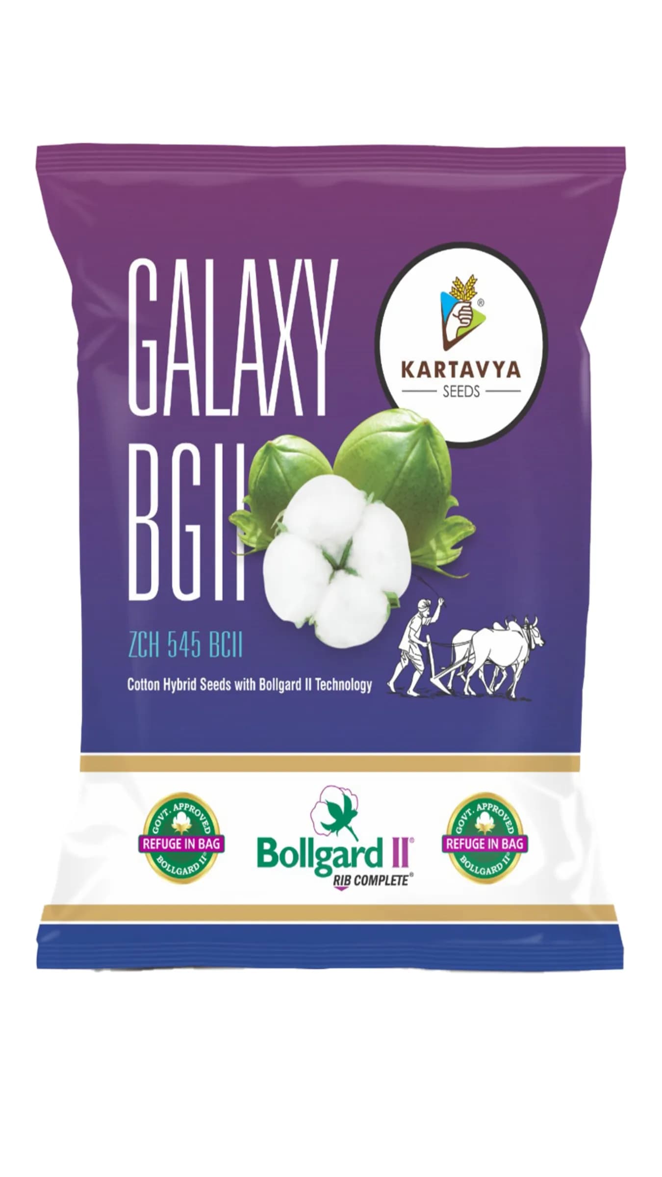 Kartavya Galaxy BGII Hybrid Cotton Seeds, ZCH 545 BGII, Suitable For Both Rainfed and Irrigated Conditions (475 Gm) - Image 1