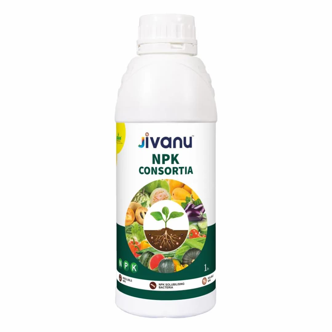 Green Revolution Jivanu NPK Consortia Bacteria Liquid Bio Fertilizer, Improves Soil Fertility And Plant Health.