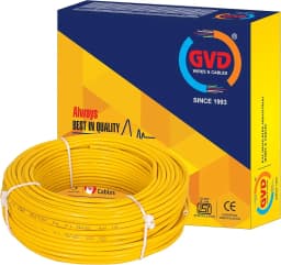 GVD Yellow Single Core FR PVC Flexible Insulated Copper Wire For Agriculture, Home, Domestic & Industrial Use 1