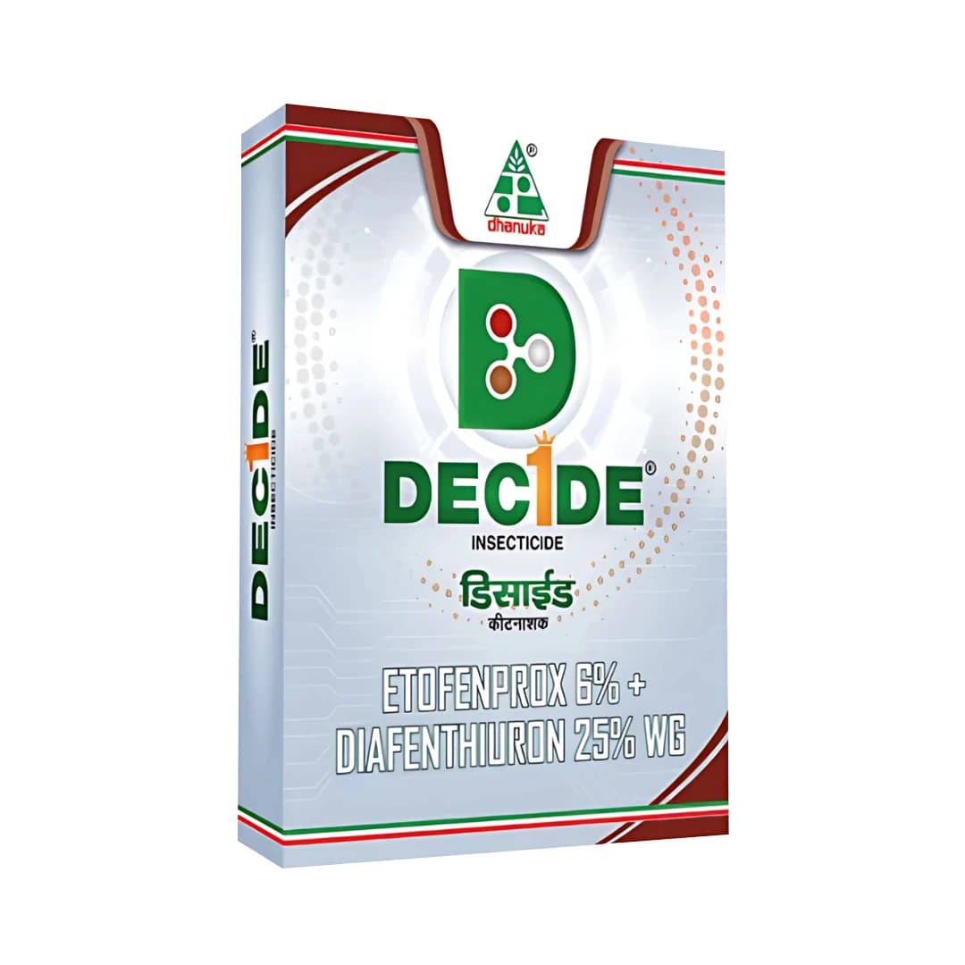 Dhanuka DECIDE Etofenprox 6% + Diafenthiuron 25% WG Insecticide, Broad Spectrum, Effective For Mites, Thrips, Whitefly And Sucking Pests - Image 1
