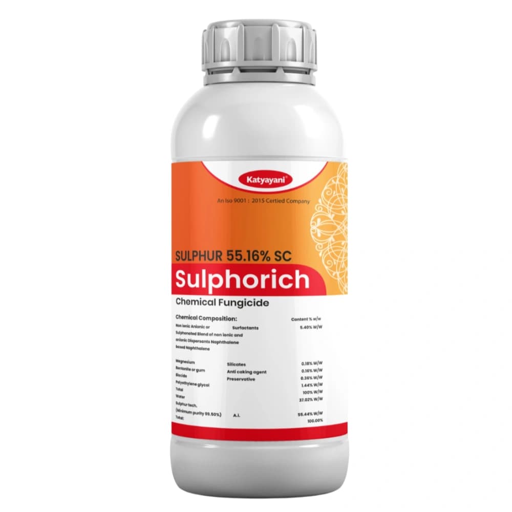 Katyayani Sulphorich Sulphur 55.16% SC Fungicide, Effective Control Powdery Mildew, Scabs, Mites And Various Fungal Diseases - Image 1