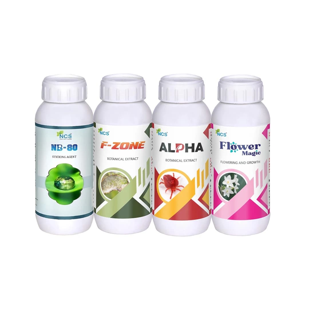 Suraksha Kit For Thrips And Mites Control at Flowering Stage 45-80 Days (F-Zone 250 ML + Alpha Bio 250 ML + Flower Magic 250 ML + NB 80 250 ML)