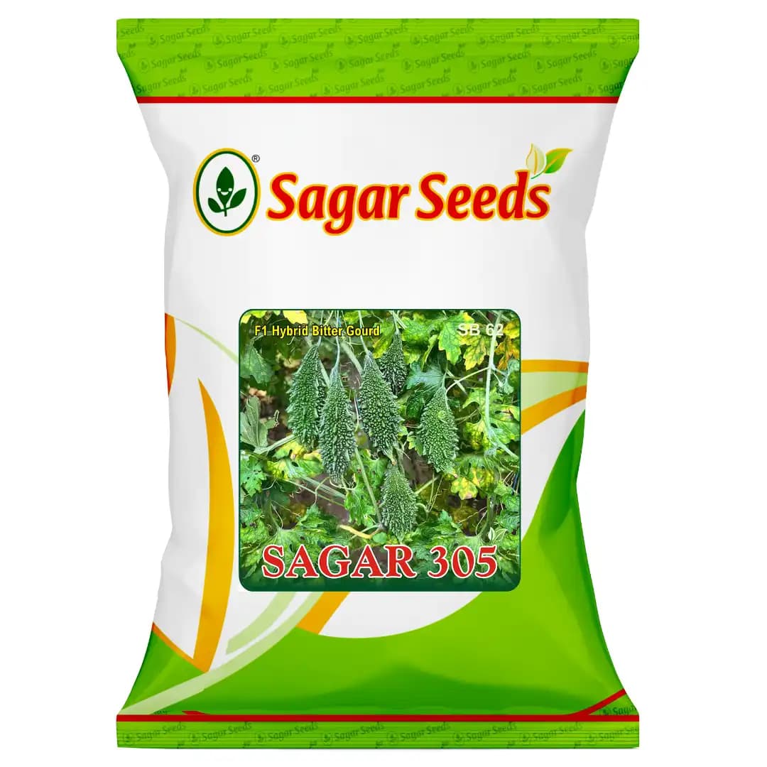 Sagar 305 F1 Hybrid Bitter Gourd Seeds, High Yield, Dark Green Fruits, Virus Resistant - Image 1