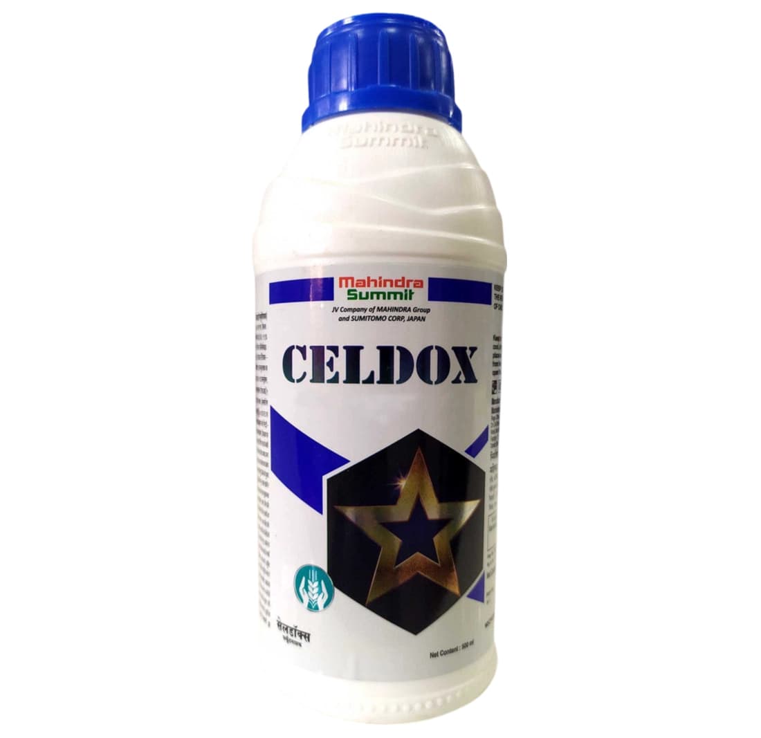 Mahindra Summit Celdox Azoxystrobin 18.2% + Difenoconazole 11.4% SC Fungicide, For Superior Disease Control in Fruits and Vegetables - Image 1