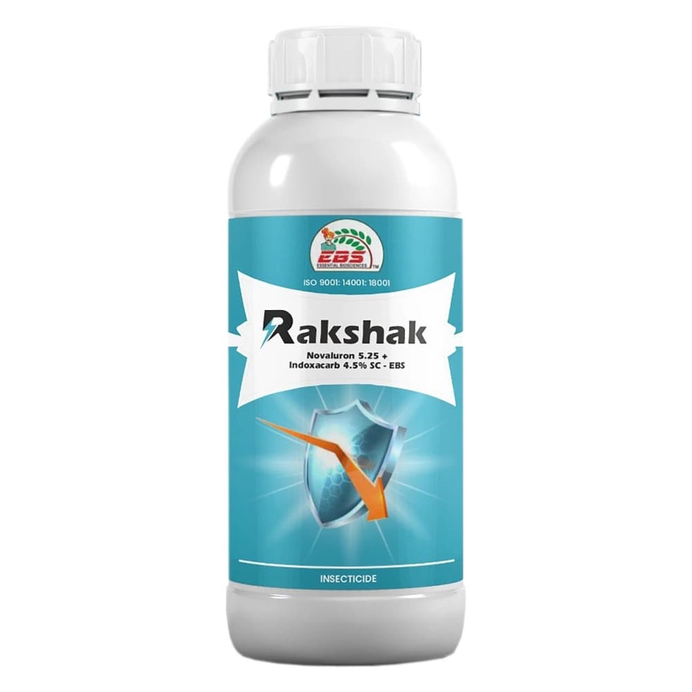 EBS RAKSHAK Novaluron 5.25% + Indoxacarb 4.5% SC Insecticide, Broad Spectrum, Effective For Lepidopteran Insect In Crops