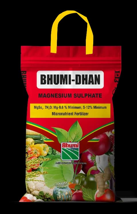 Bhumi Dhan Magnesium Sulphate, Magnesium 9.6% , Sulphur 12% Micronutrient Fertilizer, Boosts Photosynthesis, Enzyme Activities And Overall Crop Vigor. - Image 1