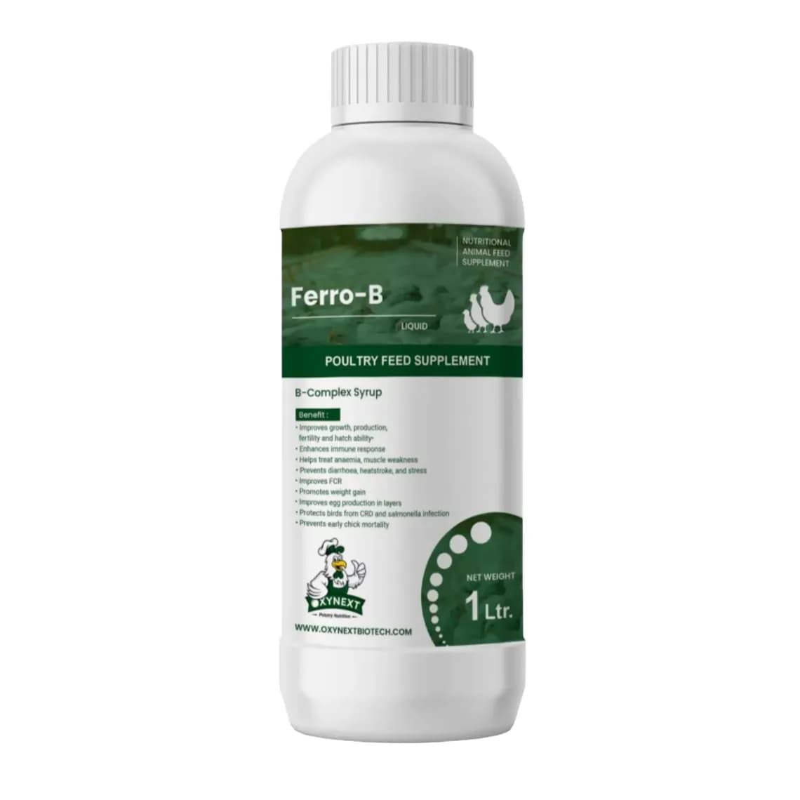 OXYNEXT Ferro-B Poultry Feed Supplement, B-Complex Syrup for Growth & FCR - Image 1