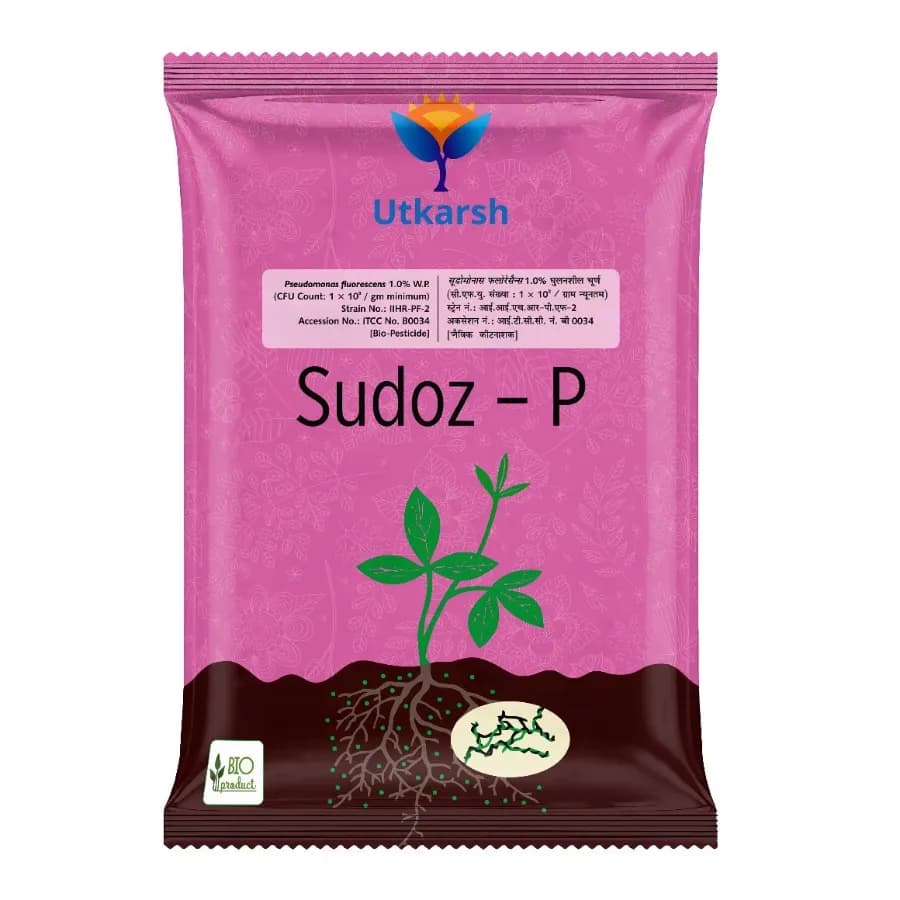 Utkarsh Sudoz-P (Pseudomonas Fluorescens 1.0% W.P.) Bio Pesticide, Control Soil-Borne Fungal Diseases & Nematodes - Image 1