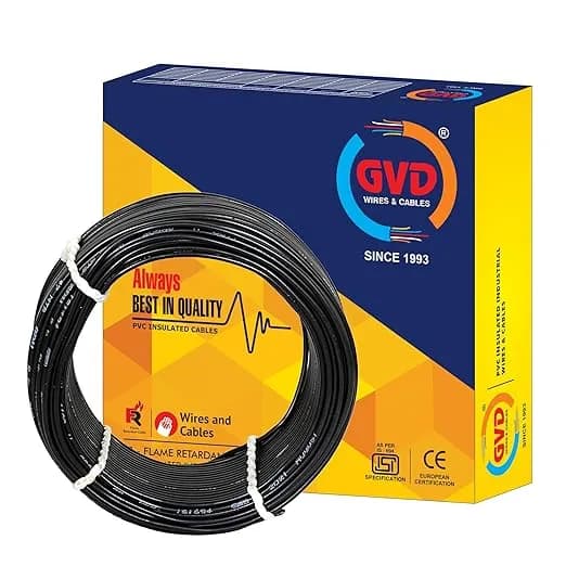 GVD Black Single Core FR PVC Flexible Insulated Copper Wire for Agriculture, Home, Domestic & Industrial Use