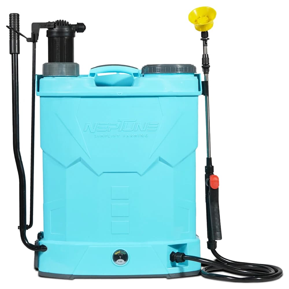 Neptune Model-21 2 in 1 Battery And Manual Sprayer, 12V x 8Amp, 20L Tank, Telescopic Lance, 4 Nozzles, Ideal For Agriculture & Garden (Color May Vary)