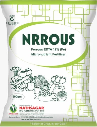 Nathsagar NRROUS Ferrous (Fe) 12% EDTA Micronurient Fertilizer, 100% Water Soluble, Facilitates Rapid and Efficient Absorption by Plant Roots - Image 1
