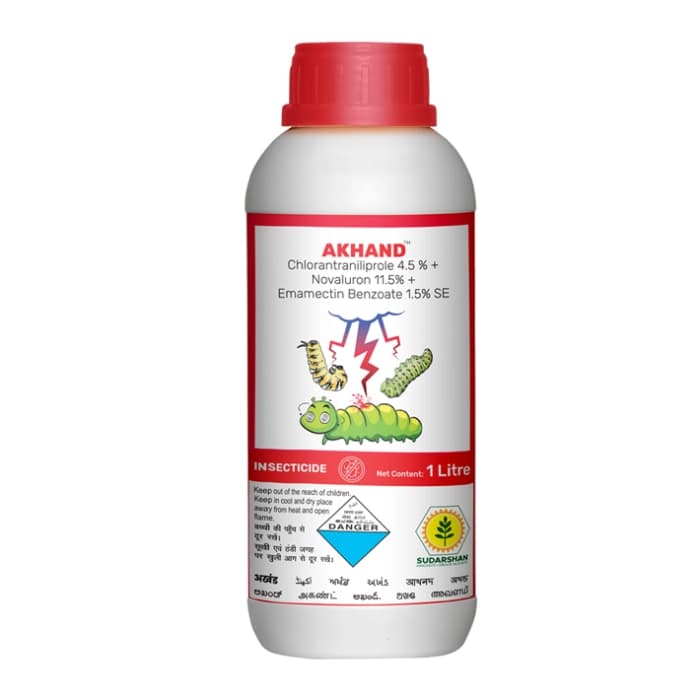 Sudarshan AKHAND Chlorantraniliprole 4.5% + Novaluron 11.5% + Emamectin Benzoate 1.5% SE Insecticide, Effective For Pest Control In Crops - Image 1