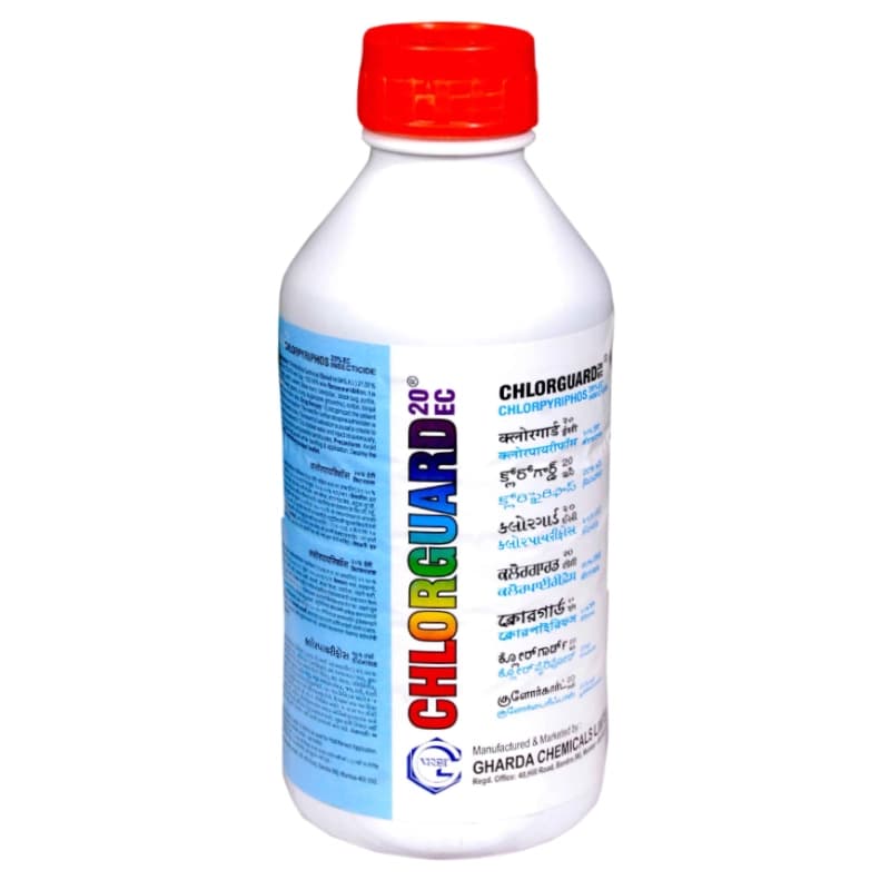 Gharda Chlorguard Chlorpyrifos 20% EC Insecticide, Non Systemic Action Mode, Effective Pest Control For All Crops - Image 1
