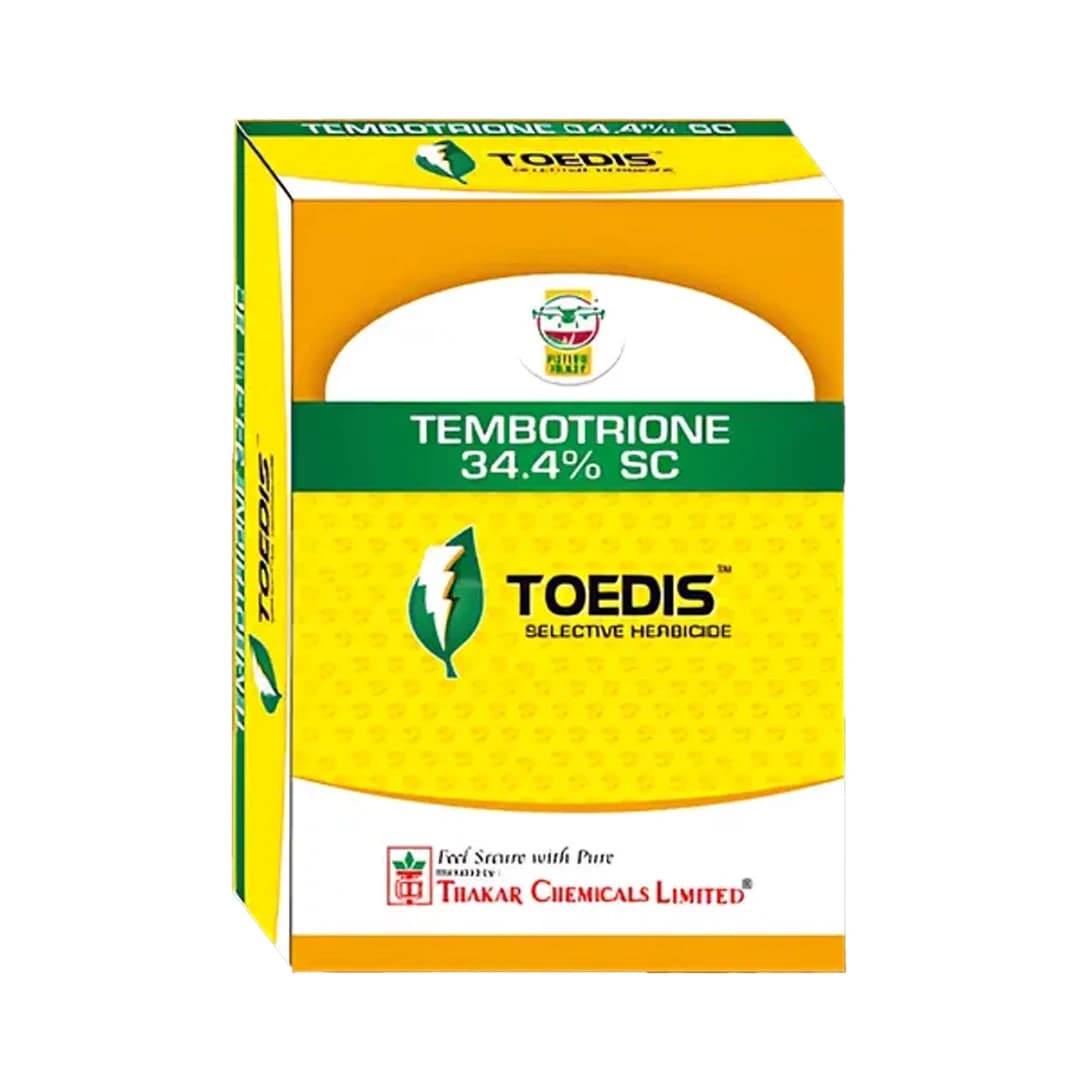 Thakar Chemicals TOEDIS Tembotrione 34.4% SC Herbicide, Post Emergence, Broad-Spectrum, Efficient For Broadleaf And Grassy Weeds In Corn - Image 1