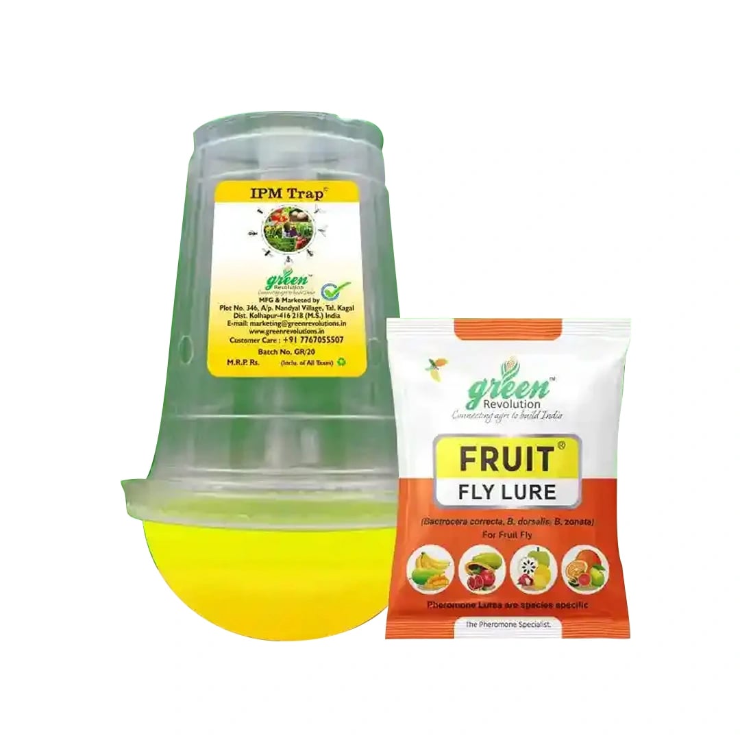 फ्रूट फ्लाई फेरोमोने ट्रैप सेट - 1 एकड़ के लिए और बैक्ट्रोसेरा कोरेक्टा, ज़ोनटा, डोर्सालिसा के लिए लुअर।